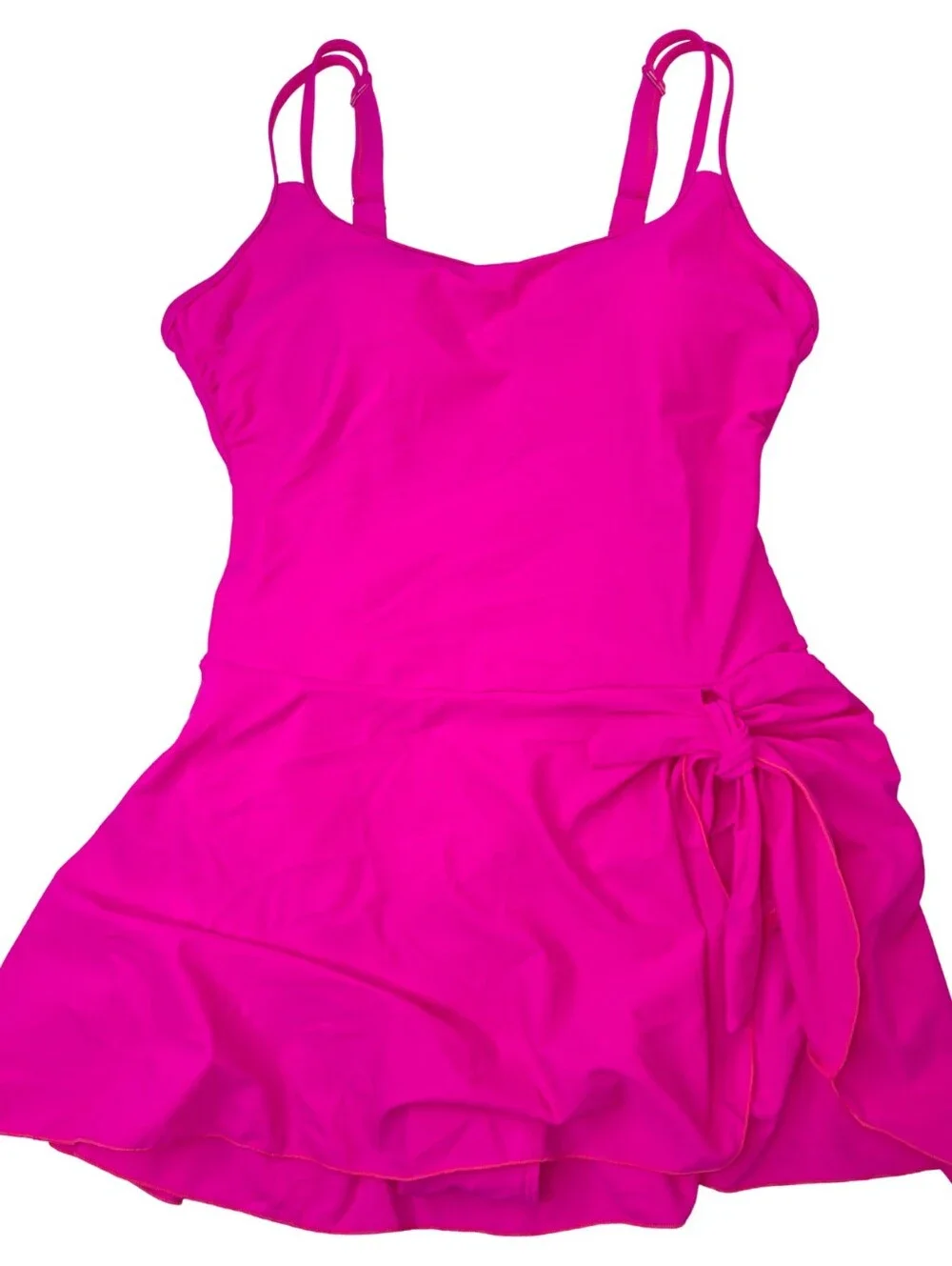 NWT Eomenie L Tummy Control Hip Bow Swimsuit Bright Fuchsia 3819-CW